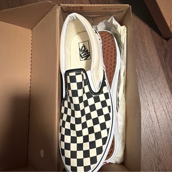 Vans Other - VANS Classic Slip On Checkerboard Black White Mens Wide Athletic Sneaker SZ 13M